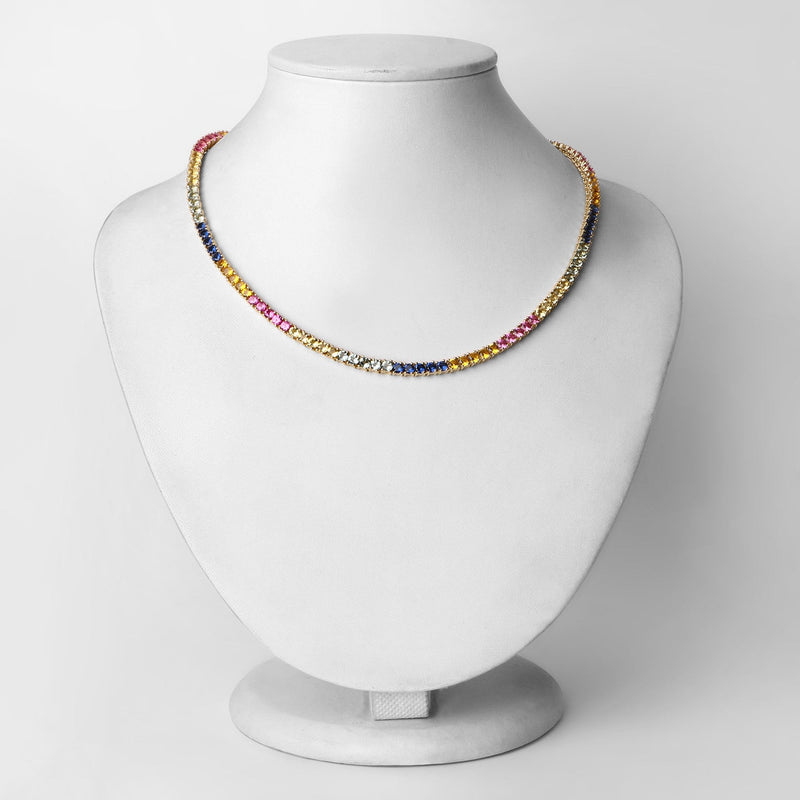Bids.com 11.65 Carat Created Multi Sapphire .925 Sterling Silver Necklace Necklaces