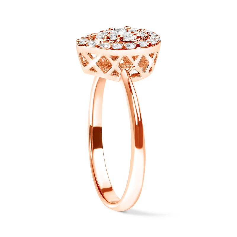 Bids.com 10K Rose Gold 3/8 Cttw Round-Cut Diamond Pear Promise Ring (I-J Color, I2-I3 Clarity) - Size 7 Rings