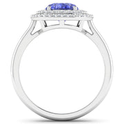 Bids.com 2.02 Carat Genuine Tanzanite and White Diamond 14K White Gold Ring Rings