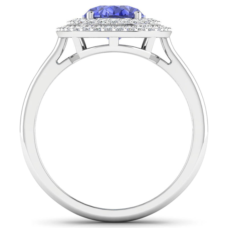 Bids.com 2.02 Carat Genuine Tanzanite and White Diamond 14K White Gold Ring Rings