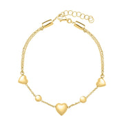 Bids.com 14k Yellow Gold Puff Heart Adjustable Anklet Accessories