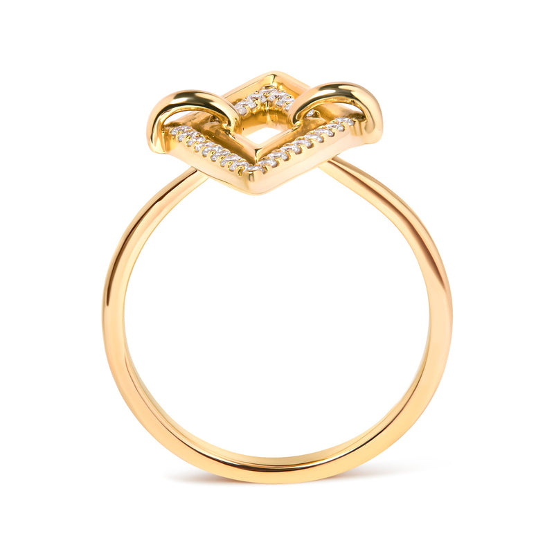 Bids.com 14K Yellow Gold 1/5 Cttw Diamond Double Triangle Ring (G-H Color, SI1-SI2 Clarity) - Size 7 Rings