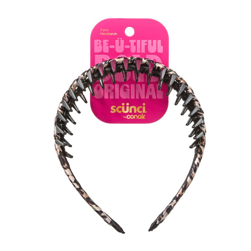 Scunci Sc Luxe-Wrapped Headbands Tan Leopard And Black