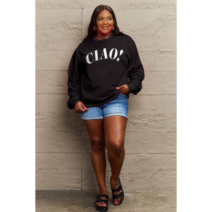 Simply Love CIAO! Round Neck Sweatshirt