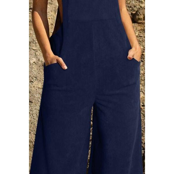 Pocketed Wide Leg Overall