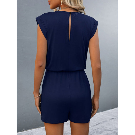 Round Neck Cap Sleeve Romper