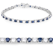 Bids.com 6.87 ct. t.w. Blue Sapphire and White Topaz Bracelet in Sterling Silver Bracelets