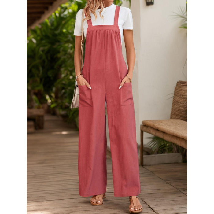 Square Neck Wide Strap Overalls