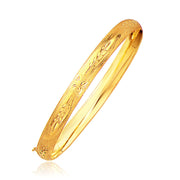Bids.com Classic Floral Carved Bangle in 14k Yellow Gold (6.0mm) Bracelets