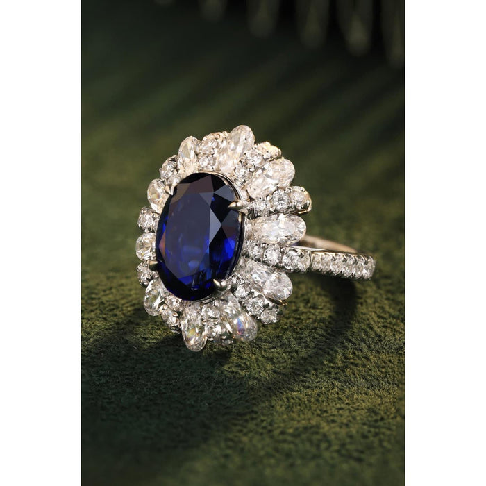 5 Carat Lab-Grown Sapphire Flower Shape Ring