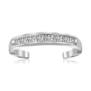 Bids.com Sterling Silver Rhodium Finished Toe Ring with White Tone Cubic Zirconia Accents Rings
