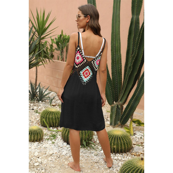 Geometric V-Neck Spaghetti Strap Cover Up Dress