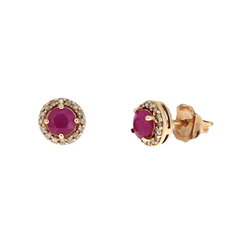Bids.com .77ct Ruby Diamond Stud Earrings 10KT Rose Gold Earrings