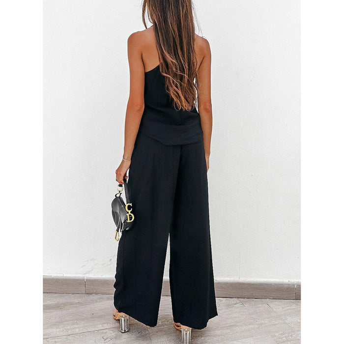 Spaghetti Strap Cami and Wide Leg Pants Set