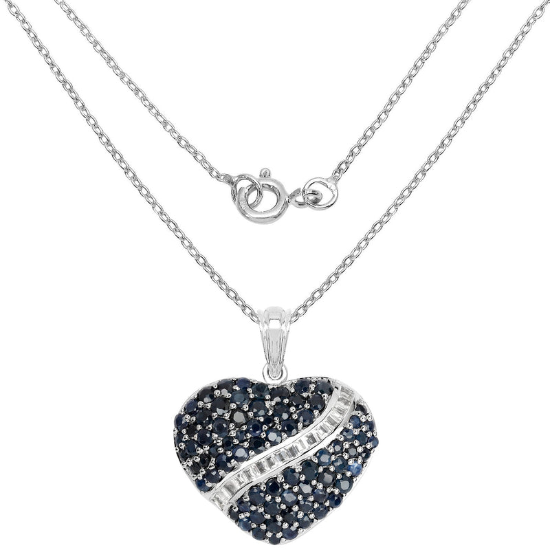 Bids.com 4.60 Carat Genuine Blue Sapphire and White Topaz .925 Sterling Silver Pendant Pendants