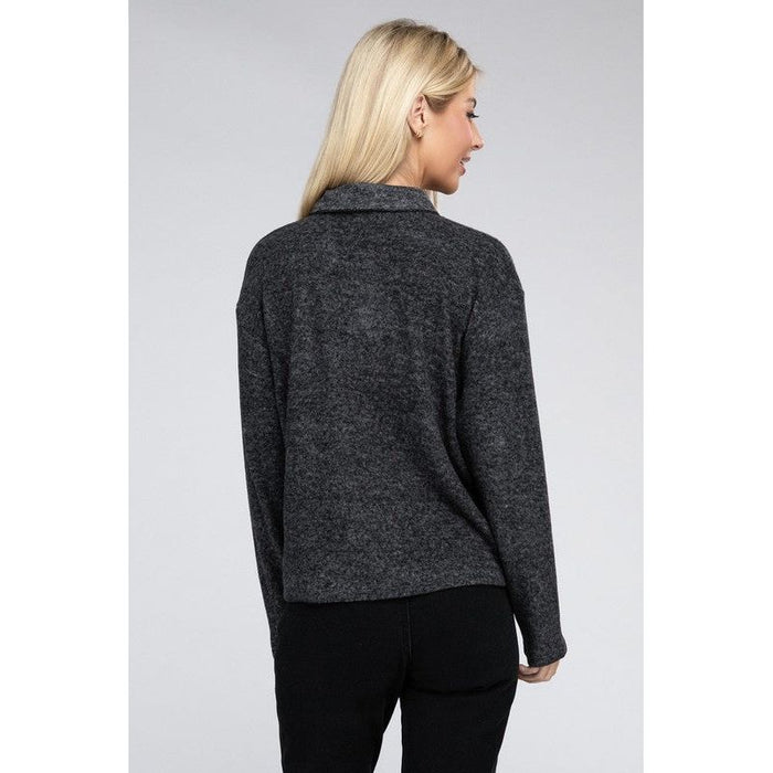 Brushed Melange Hacci Collared Sweater