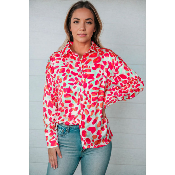 Printed Button Up Dropped Shoulder Shirt