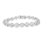 Bids.com .925 Sterling Silver 1/2 Cttw Diamond Nested Circle Miracle Set Open Wheel 7" Fashion Link Bracelet (I-J Color, I3 Clarity) Bracelets