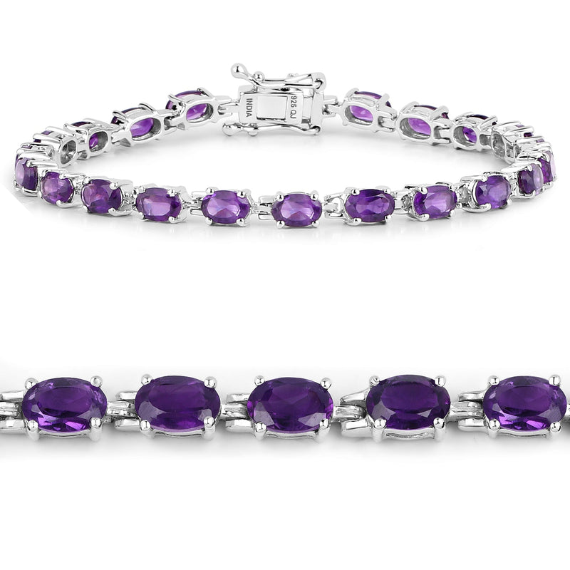 Bids.com 7.98 Carat Genuine Amethyst .925 Sterling Silver Bracelet Bracelets