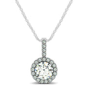 Bids.com 14k White Gold Diamond Halo Round Style Pendant (5/8 cttw) Necklaces