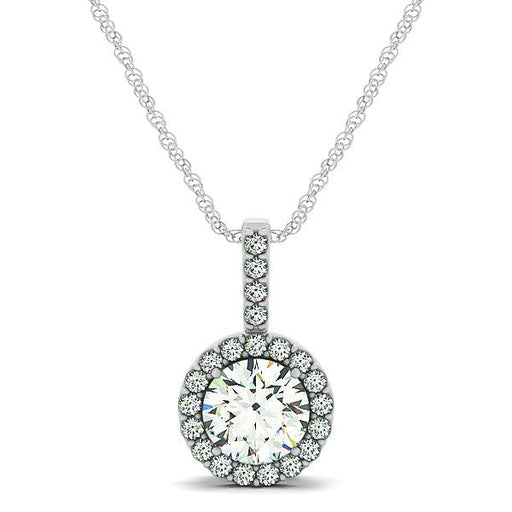 Bids.com 14k White Gold Diamond Halo Round Style Pendant (5/8 cttw) Necklaces
