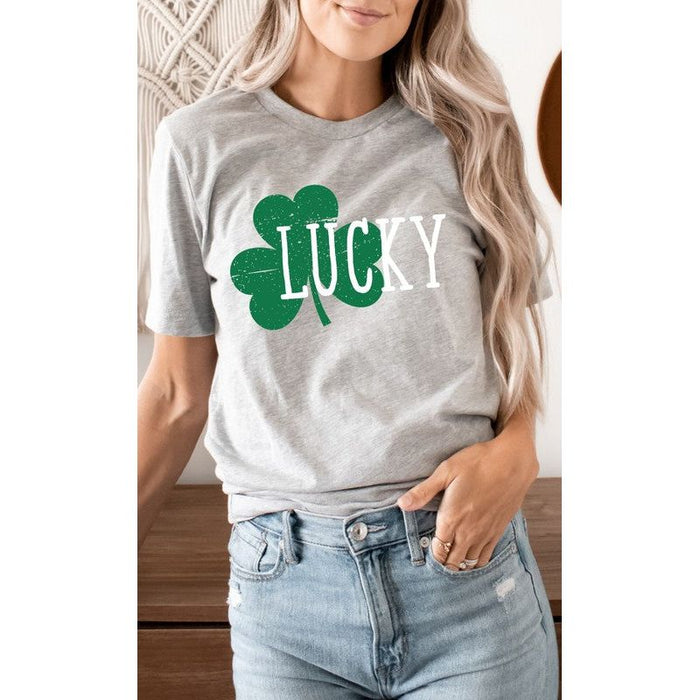 White Lucky with Green Shamrock PLUS Graphic Tee