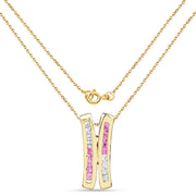 Bids.com 14K Yellow Gold Plated 1.08 Carat Genuine Pink Sapphire and White Sapphire .925 Sterling Silver Pendant Pendants