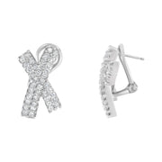 Bids.com 14K White Gold 2.0 Cttw Round-Brilliant Cut Diamond Domed X Shaped Omega Back Stud Earrings (H-I Color, I1-I2 Clarity) Earrings