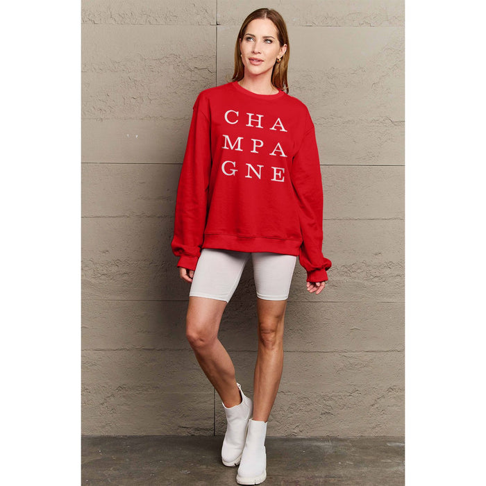 Simply Love CHAMPAGNE Graphic Long Sleeve Sweatshirt