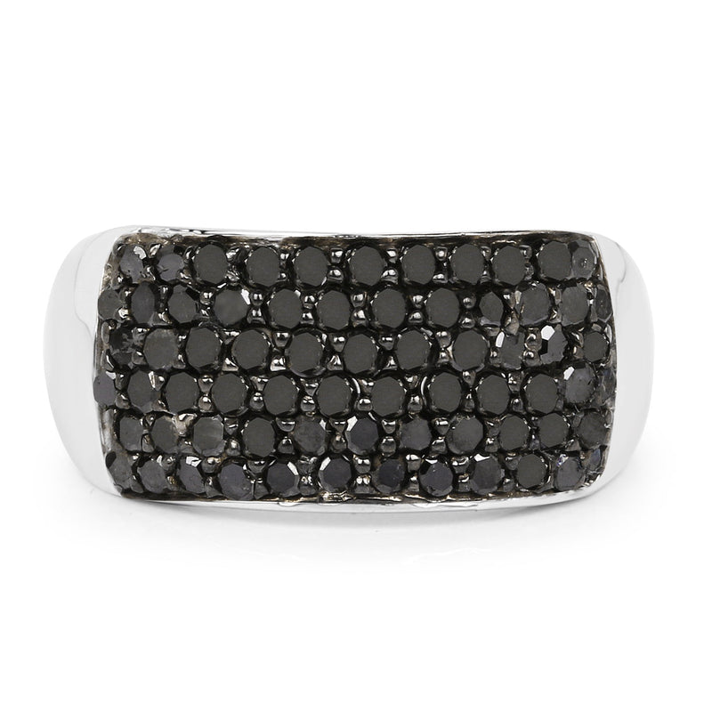 Bids.com 1.21 Carat Genuine Black Diamond .925 Sterling Silver Ring Rings