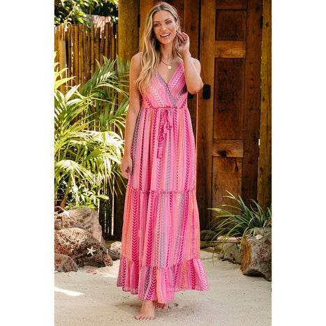 Printed Surplice Maxi Cami Dress