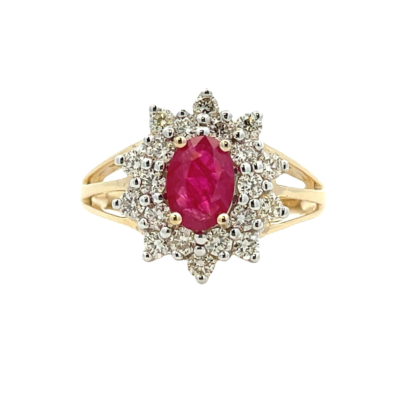 Bids.com 1.65ct Ruby Diamond Ring 14KT Yellow Gold Rings