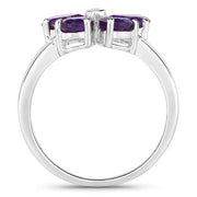 Bids.com 1.35 Carat Genuine Amethyst and Created White Sapphire .925 Sterling Silver Ring Rings
