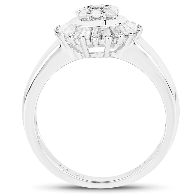Bids.com 0.75 Carat Genuine White Diamond .925 Sterling Silver Ring Rings