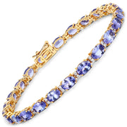 Bids.com 10.87 Carat Genuine Tanzanite and White Diamond 14K Yellow Gold Bracelet Bracelets