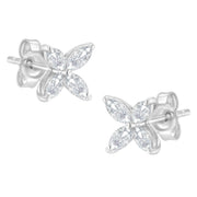 Bids.com 14K White Gold 1/2 Cttw Marquise Diamond 8 Stone Floral Leaf Stud Earrings (H-I Color, SI1-SI2 Clarity) Earrings