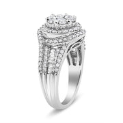Bids.com 14K White Gold 1 1/2 Cttw Diamond Floral Cluster and Studded Shank Halo Ring (H-I Color, SI2-I1 Clarity) - Ring Size 7 Rings