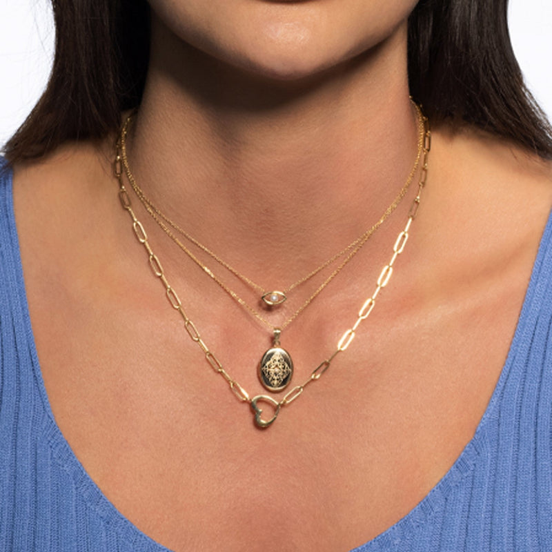 Bids.com 14k Yellow Gold Heart Element Paperclip Necklace Necklaces