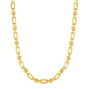 Bids.com Rounded Rectangular Link Necklace with Textured Round Links in 14k Yellow Gold Necklaces