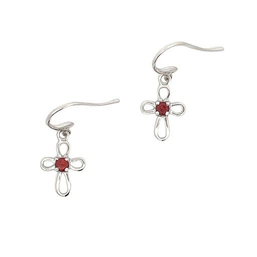 Bids.com .29ct Garnet Cross Earrings 10KT White Gold Earrings