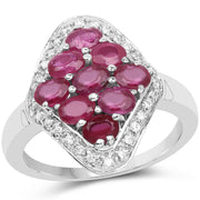 Bids.com 2.12 Carat Genuine Glass Filled Ruby & White Zircon .925 Sterling Silver Ring Rings