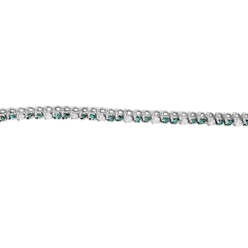 Bids.com 14K White Gold 4 5/8 Cttw Alternating White and Blue Diamond Martini Set Tennis Bracelet (H-I Color, I1-I2 Clarity) - 7" Inches Bracelets
