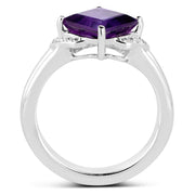 Bids.com 2.55 Carat Genuine Amethyst and White Topaz .925 Sterling Silver Ring Rings
