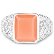 Bids.com 5.75 Carat Genuine Peach Moonstone .925 Sterling Silver Ring Rings