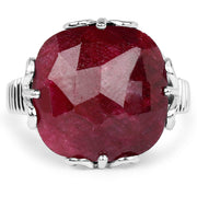 Bids.com 13.65 Carat Dyed Ruby .925 Sterling Silver Ring Rings