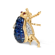 Bids.com 18K Yellow Gold 3/8 Cttw Diamond and 5 4/5 Cttw Blue Sapphire Bumblebee Brooch Pin (F-G Color, VS2-SI1 Clarity) Accessories