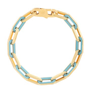 Bids.com 14k Yellow Gold Turquoise Paperclip Gem Link Bracelet (7.00 mm) Bracelets