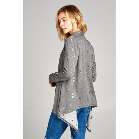 Plus Distressed Cascade Cardigan