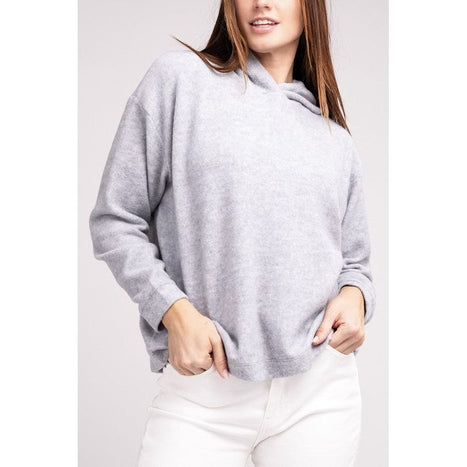 Hooded Brushed Melange Hacci Sweater