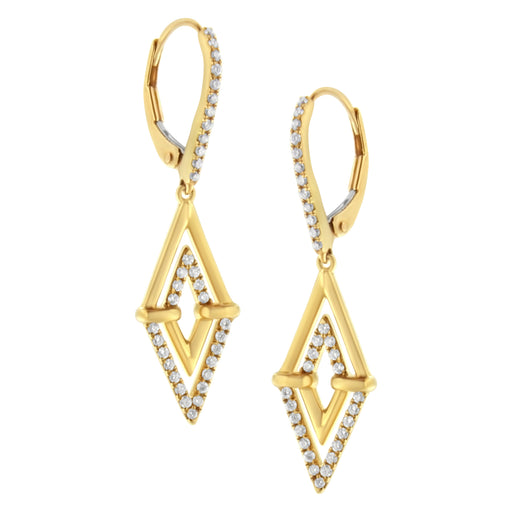 Bids.com 14K Yellow Gold 3/8 Cttw Double Triangle Drop and Dangle Diamond Earrings (G-H Color, SI1-SI2 Clarity) Earrings